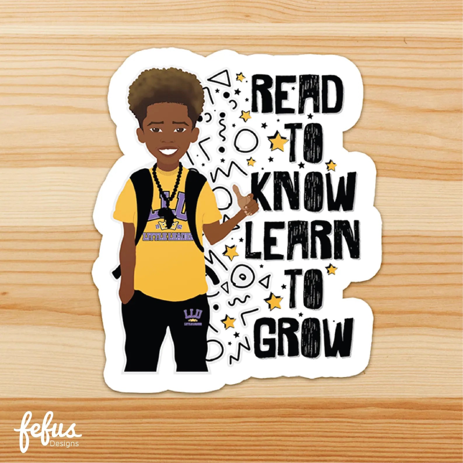 Custom A4 Sticker Sheet | 6 Die-Cut Boys Affirmation Stickers | Fefus Designs