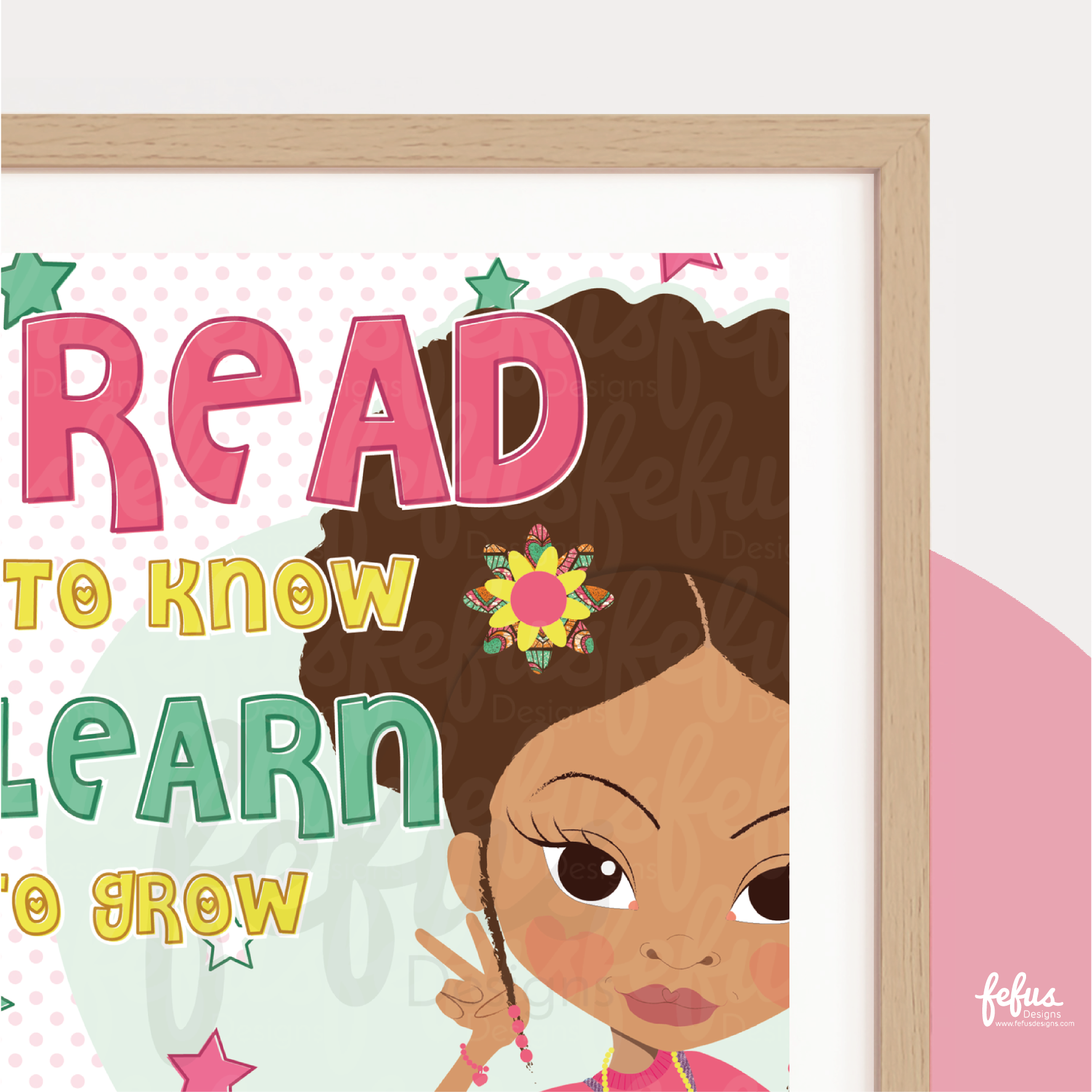 Yasmin - Puff Girl - Read To Know Wall art | Fefus Designs