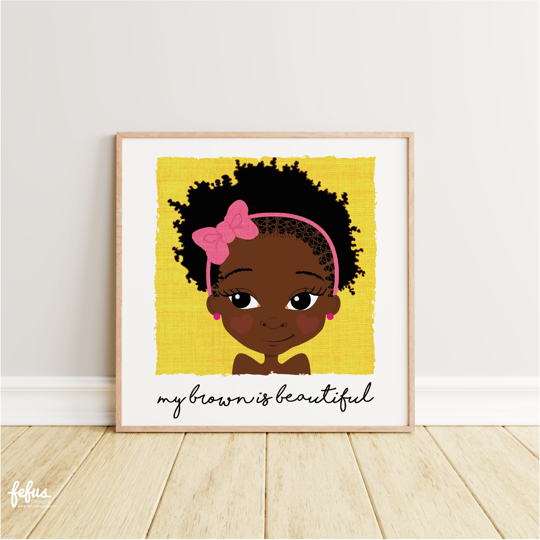3-Pack Girls' Wall Art – "My Brown is Beautiful" by Fefus Designs