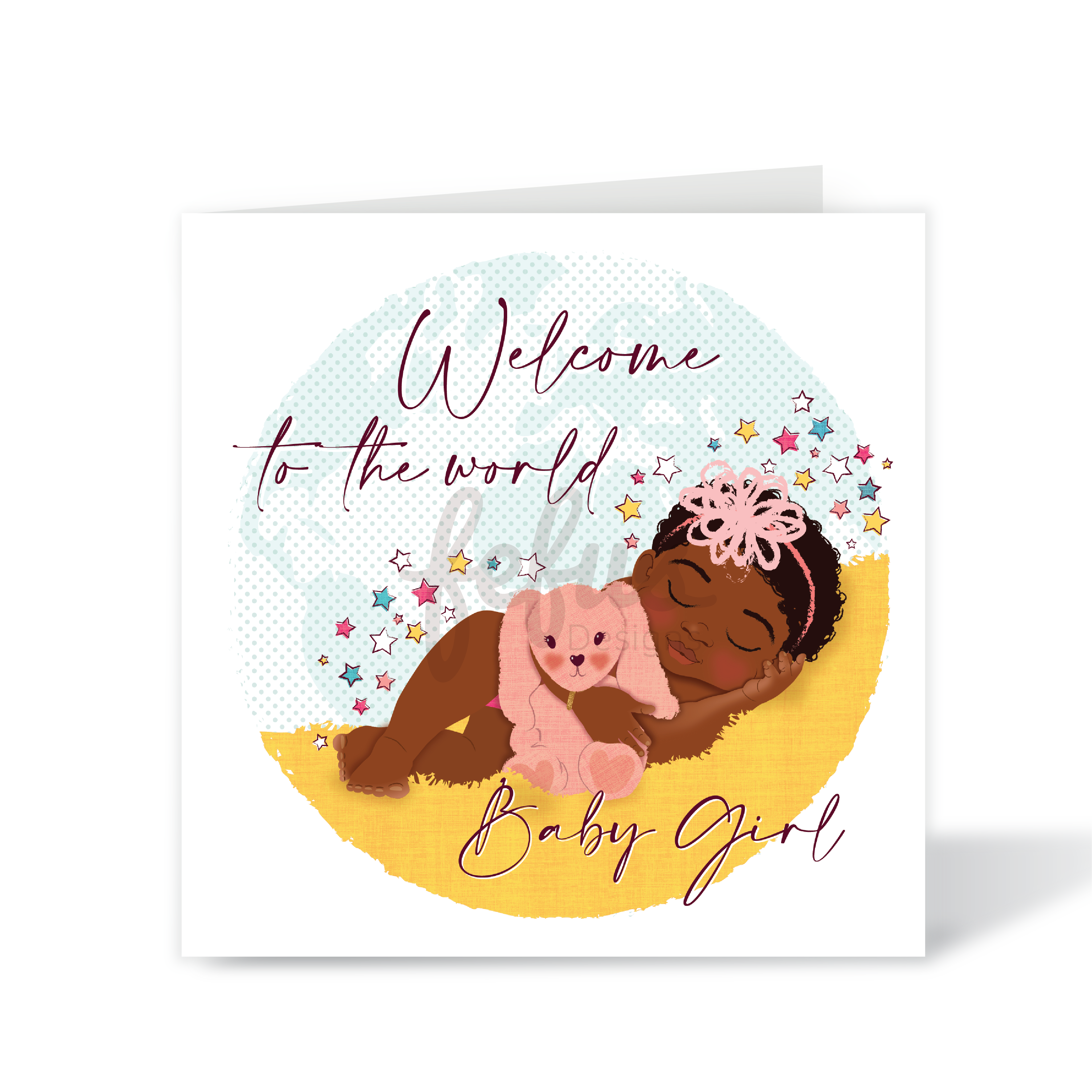 New Baby Girl Card | Black & Brown Baby Congratulations Card – Fefus Designs
