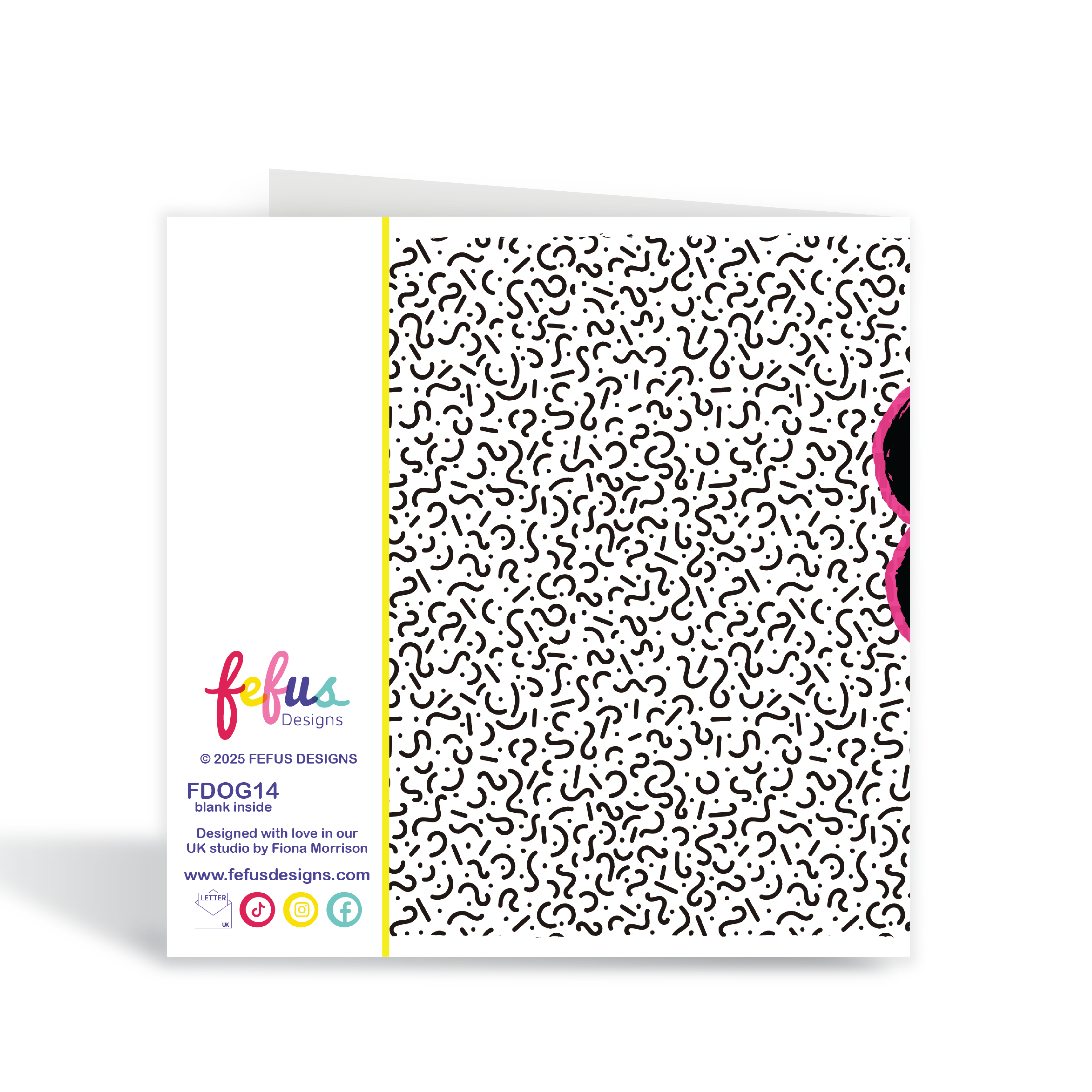 Birthday card with a black and white pattern on a white background Square greeting card with envelope – Magical Queen Black girl affirmation card