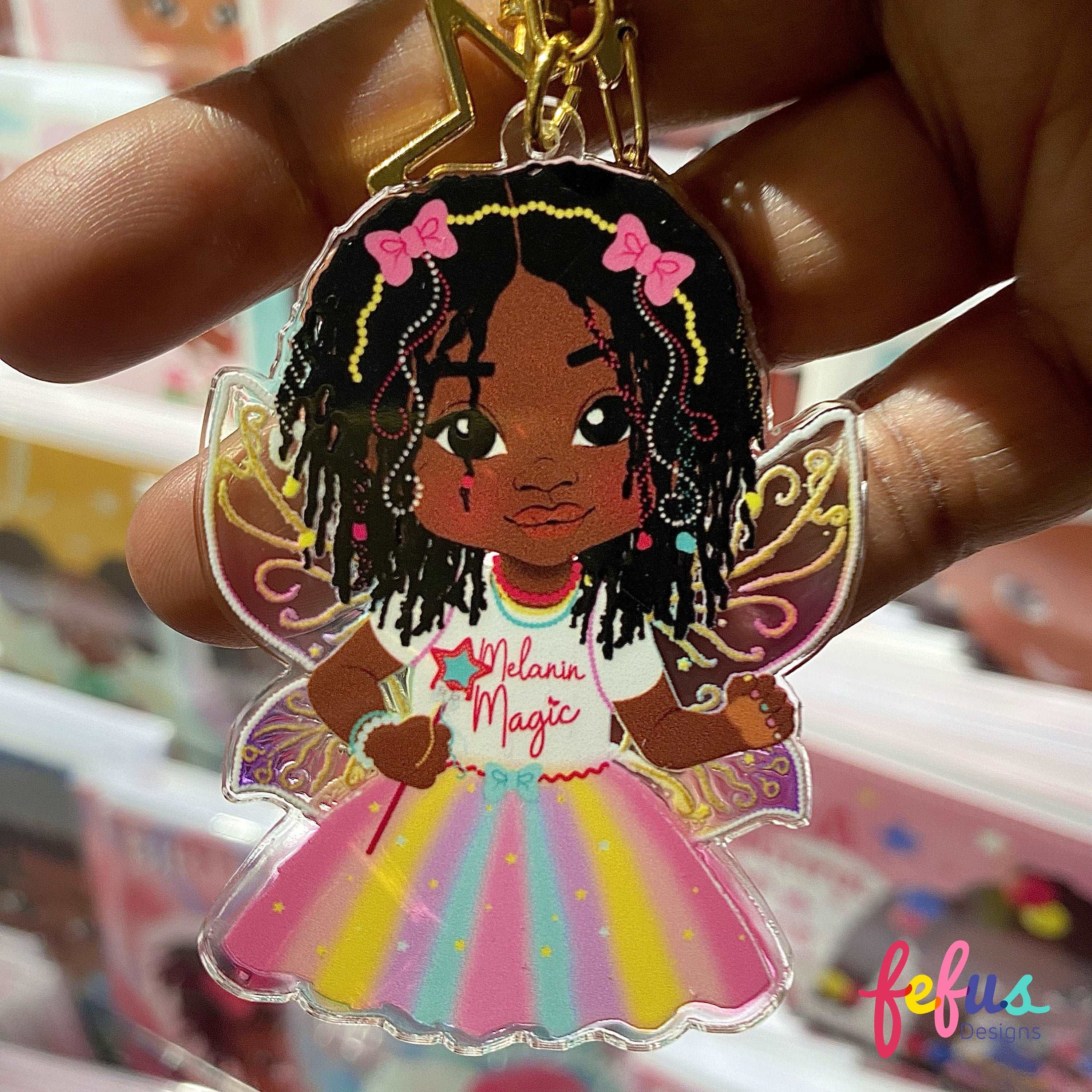 Rasta Fairy Magic Keyring – Empowering Kids with Joyful Diversity! Perfect Bag Charm Gift | Fefus Designs