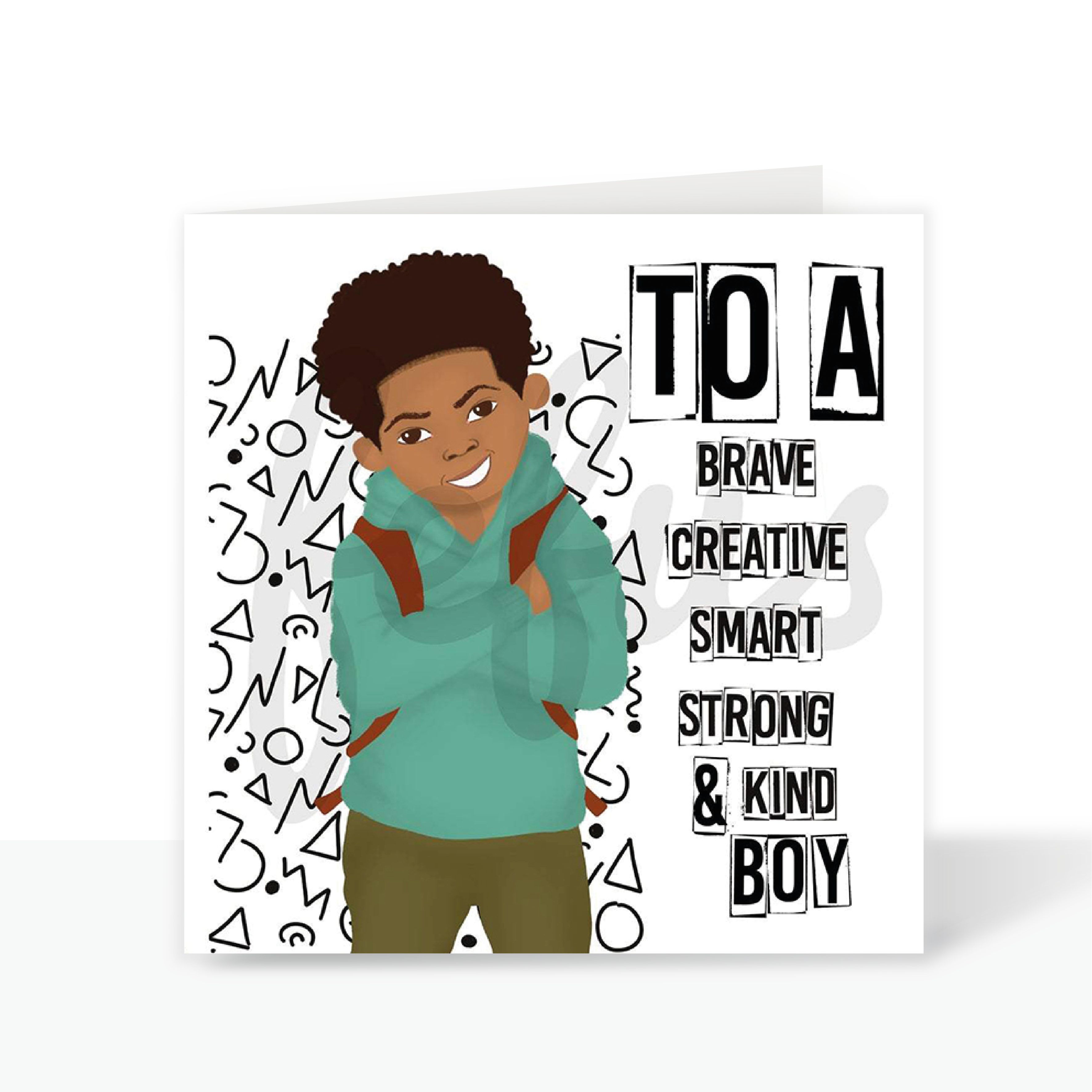 NILES - TO A.... BOY - Black Childrens Greetings Card | Fefus designs