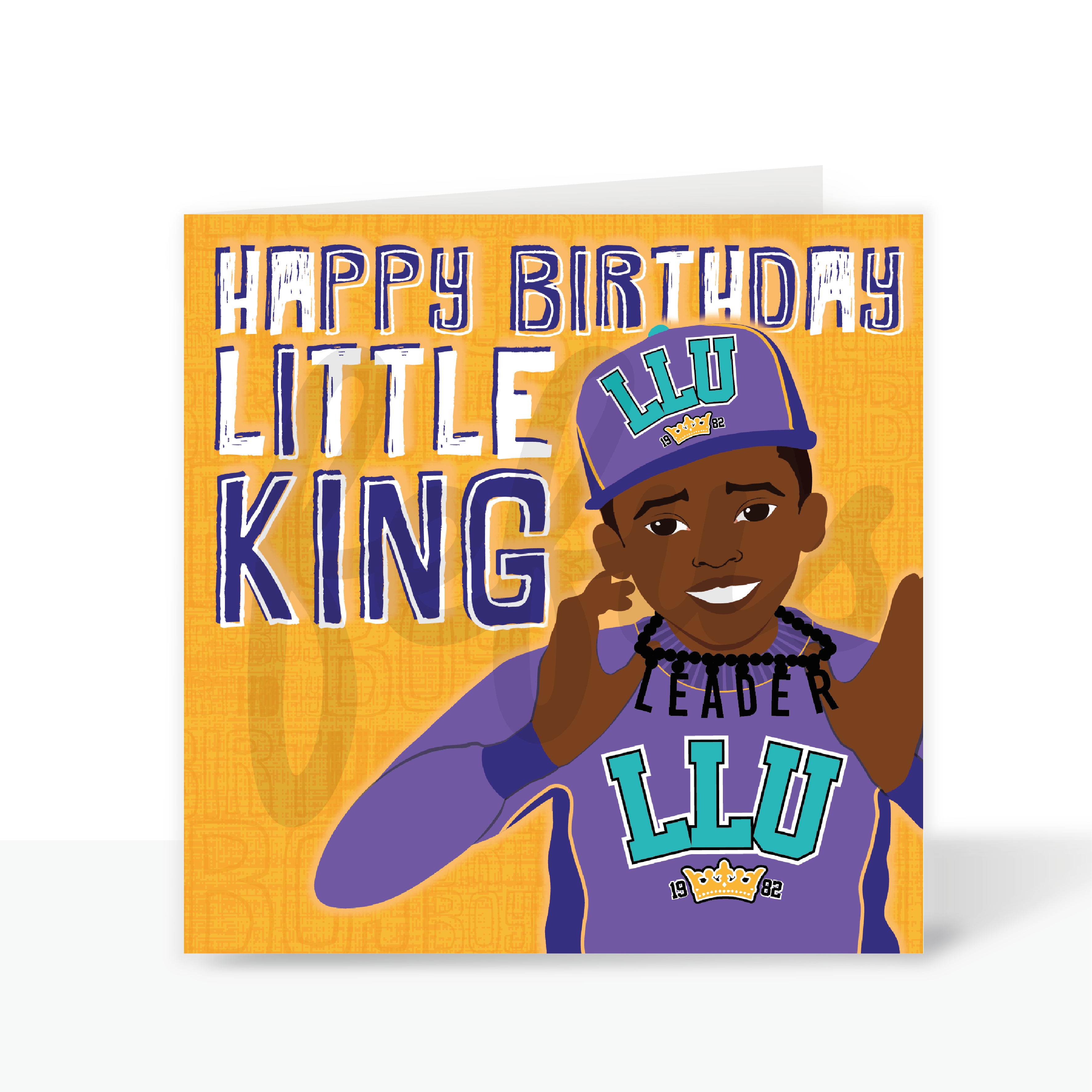 Hakeem - Little King - Black Childrens Birthday Card | Fefus designs