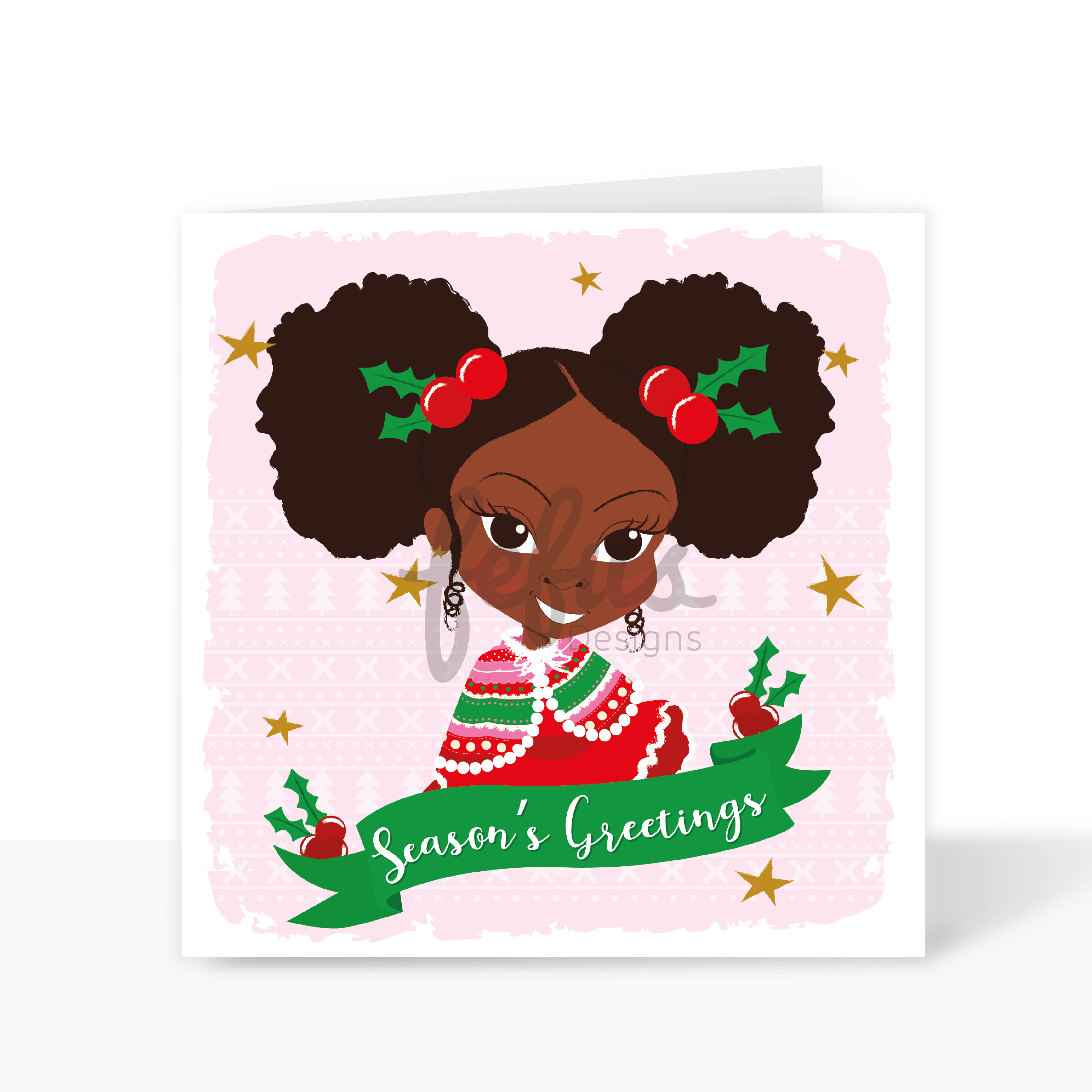 Black Girl Magic Christmas Card - Deja | Joyful & Festive Greeting | Fefus Designs