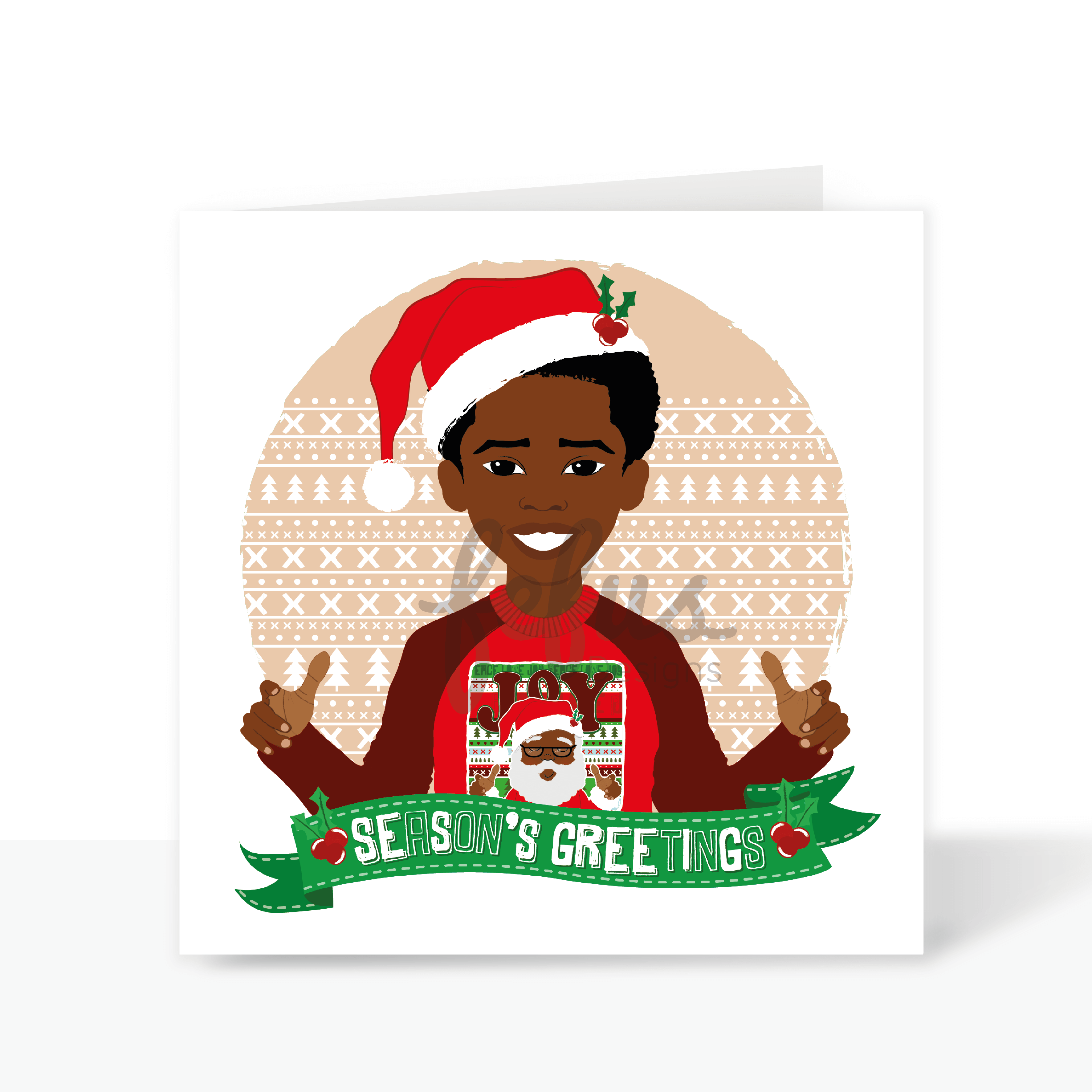Season Greetings Boys Cards V1 - Black Christmas Card | Fefus designs