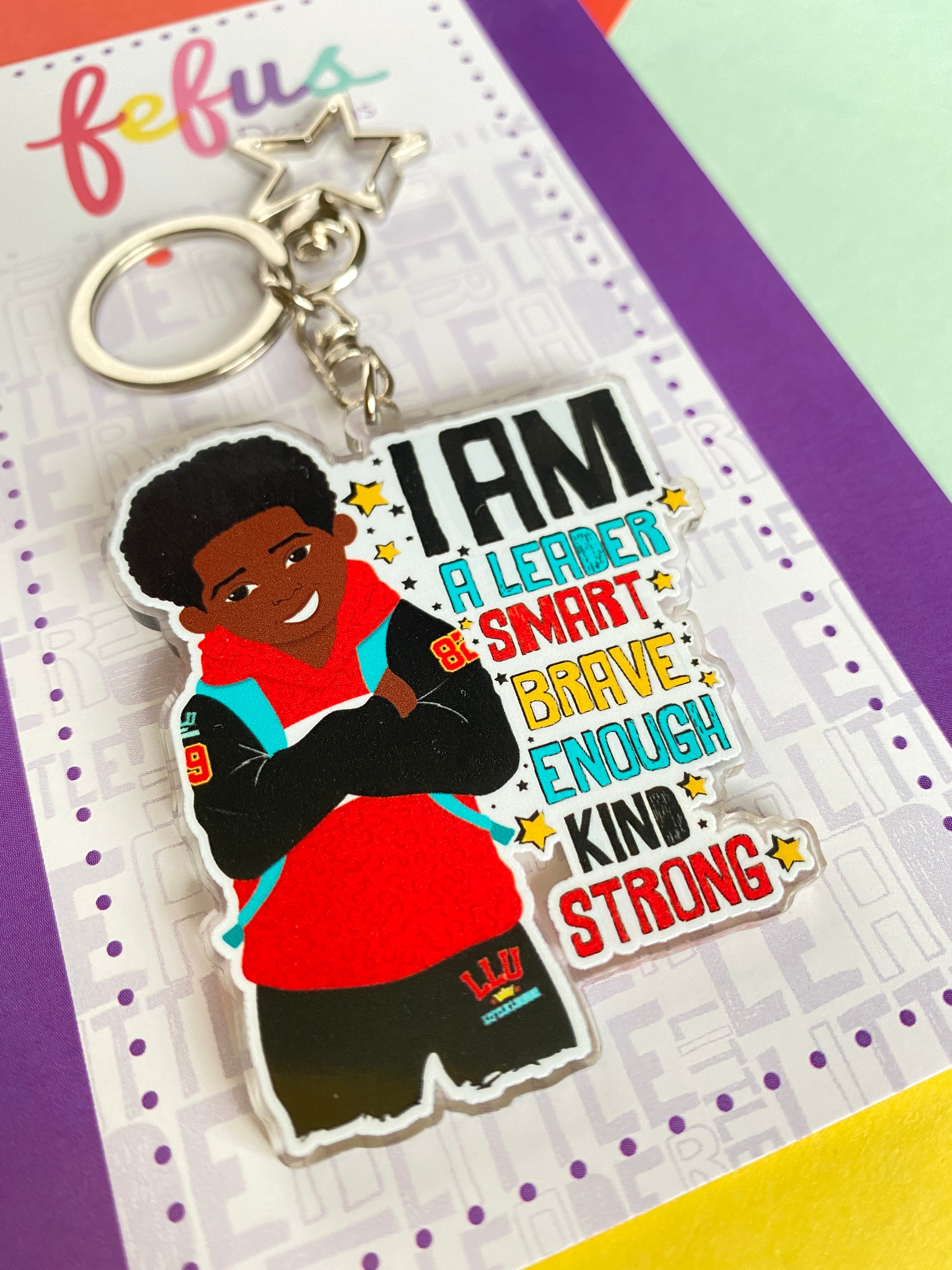Jamal - Brown Boy Joy Affirmation Keyring/ Bag Charm | Fefus Designs