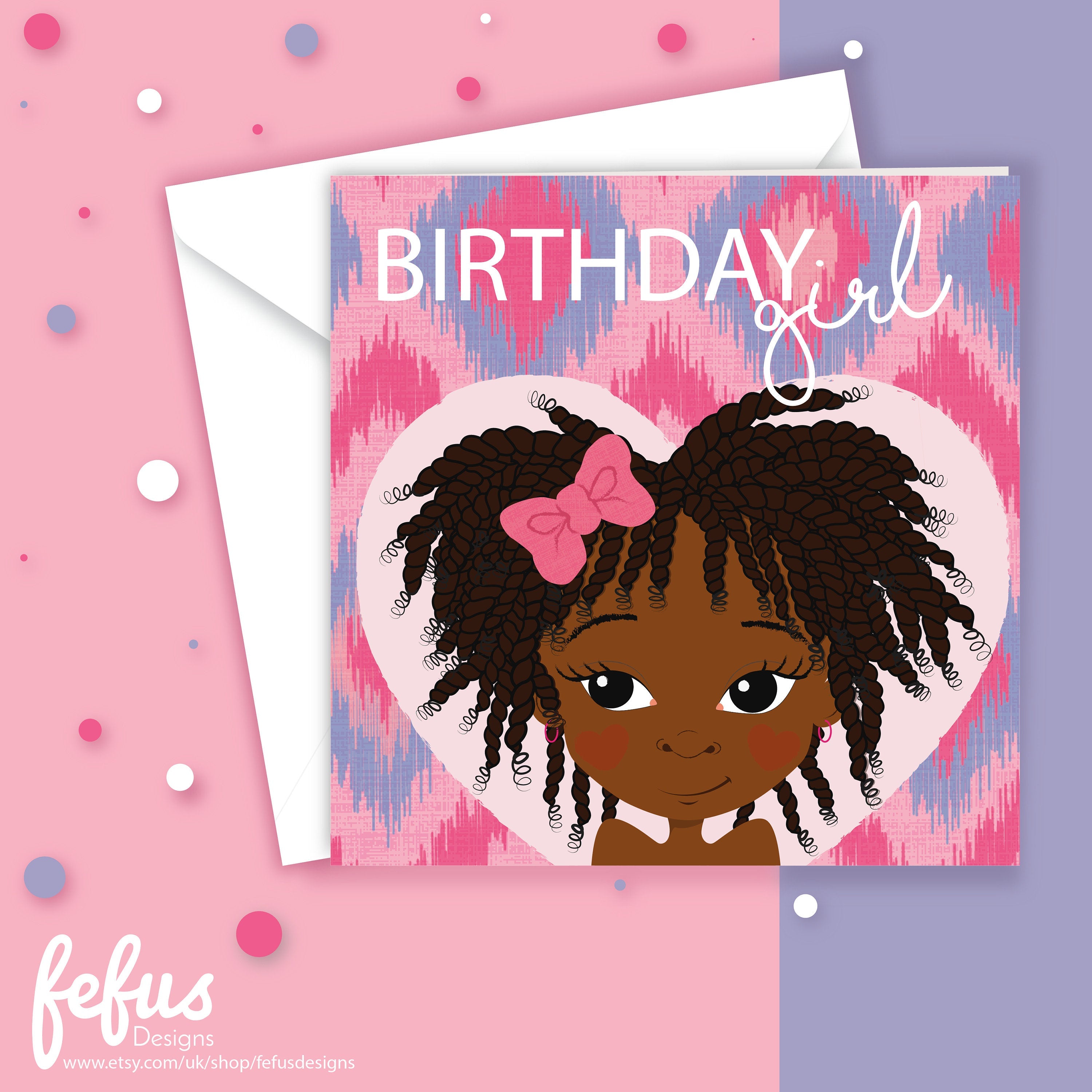 ZEHRA - AFRO TWIST GIRL - Black Girl Birthday Card | Fefus Designs