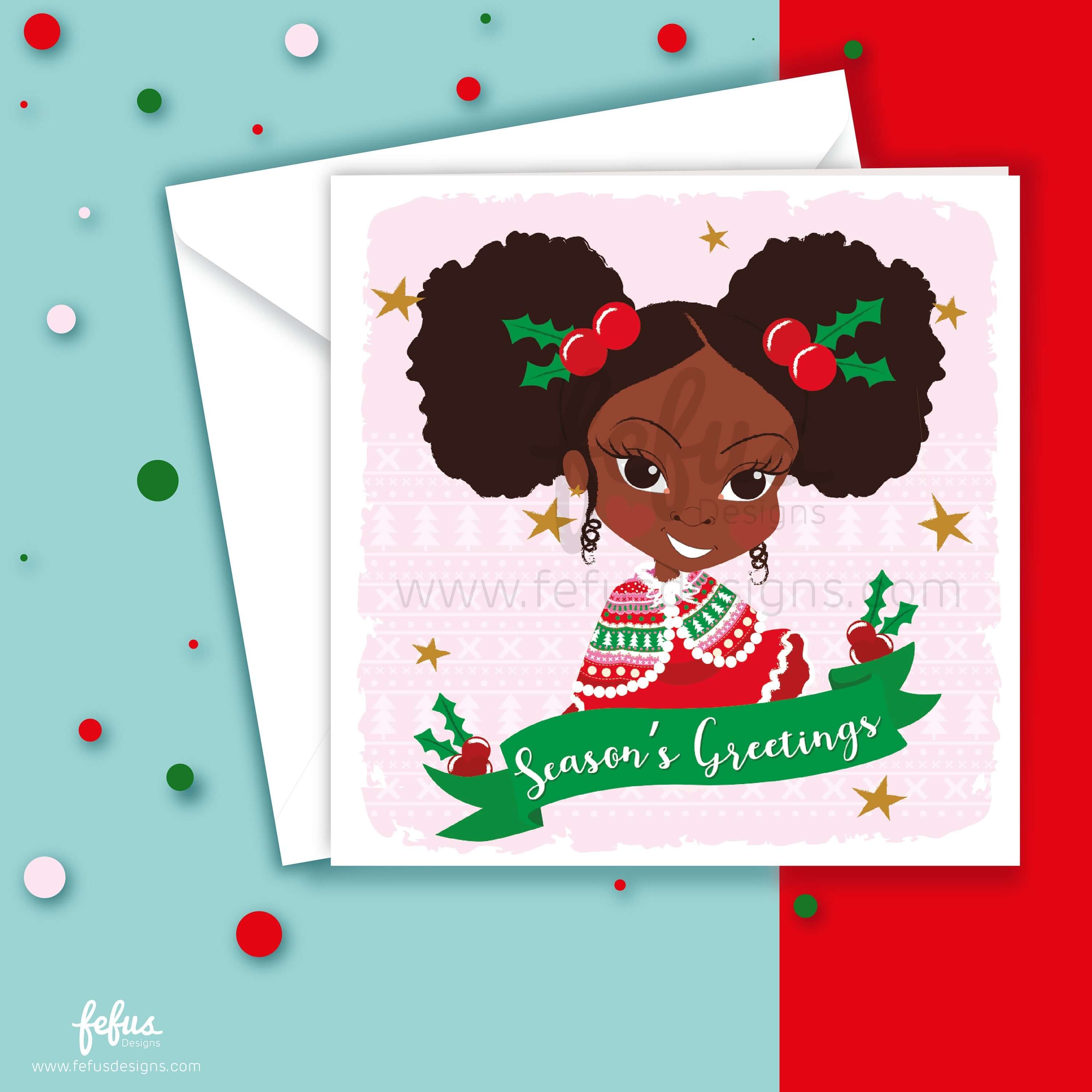 Black Girl Magic Christmas Card - Deja | Joyful & Festive Greeting | Fefus Designs