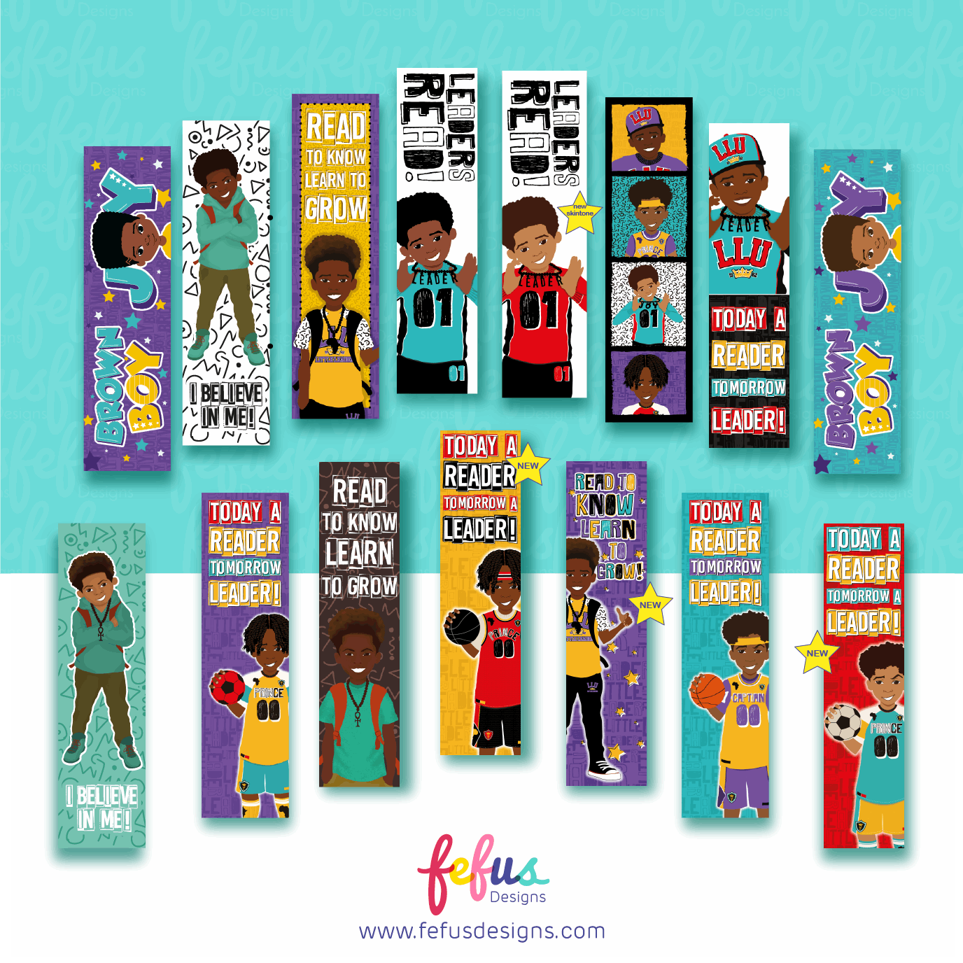 4 Brown Boy Joy - Black Boys Bookmarks | Fefus designs