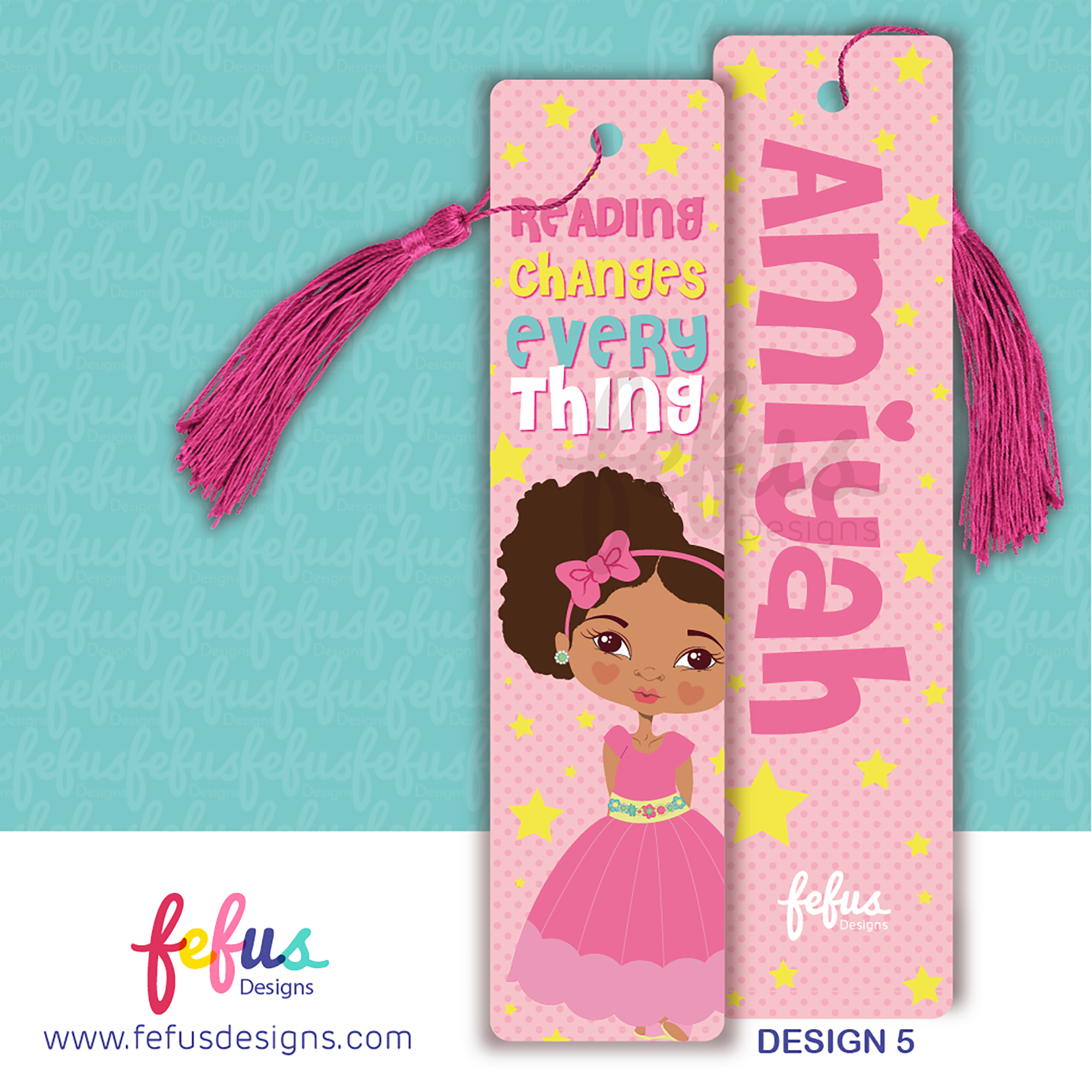 Personalised Girls Bookmark by Fefus Designs