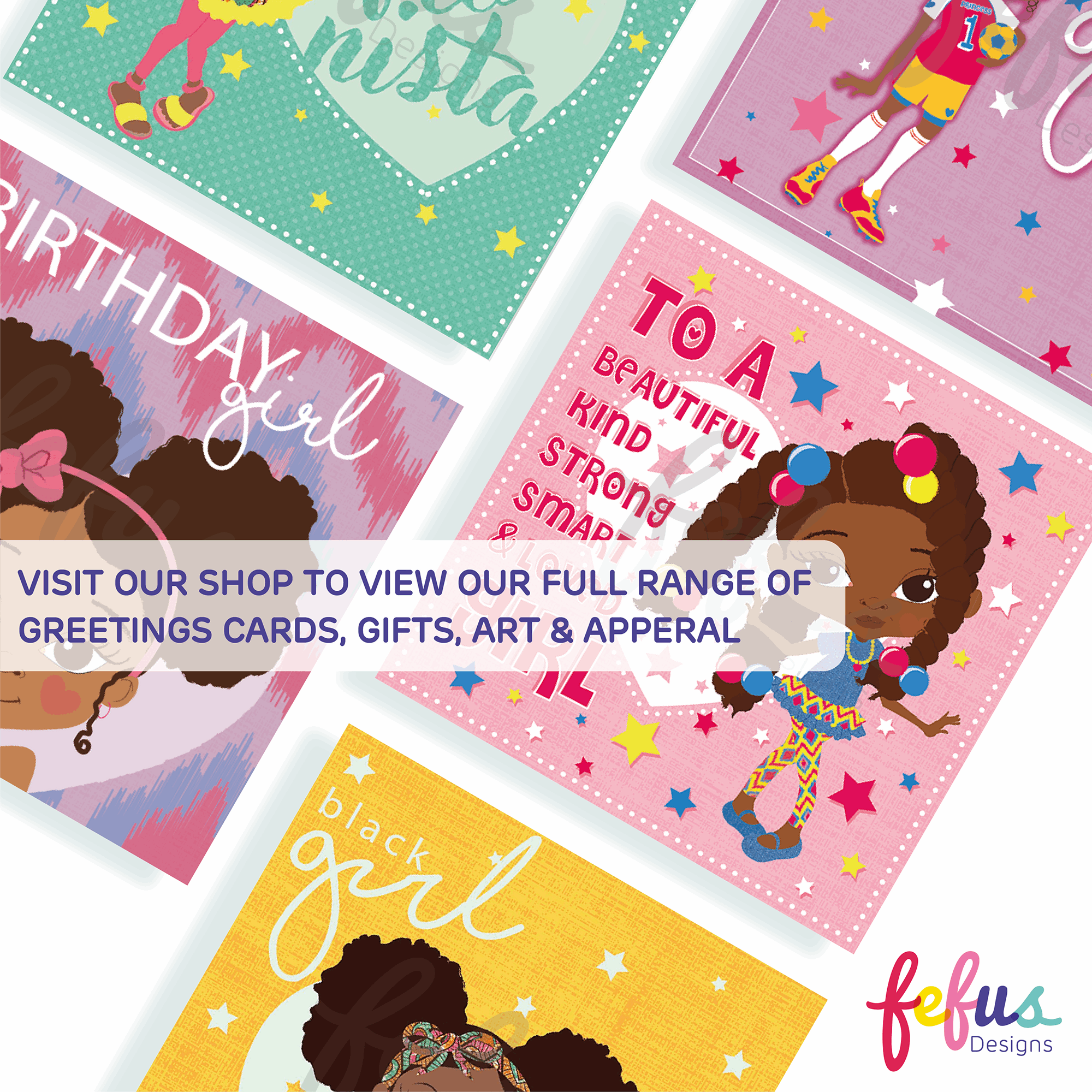 Alika - Black Princess - Black Girls Birthday Card | Fefus designs