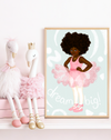 Black Ballerina Wall Art Print | Natural Afro Hair Girls Bedroom Decor & Ballet Dreams Affirmation Art by Fefus Designs