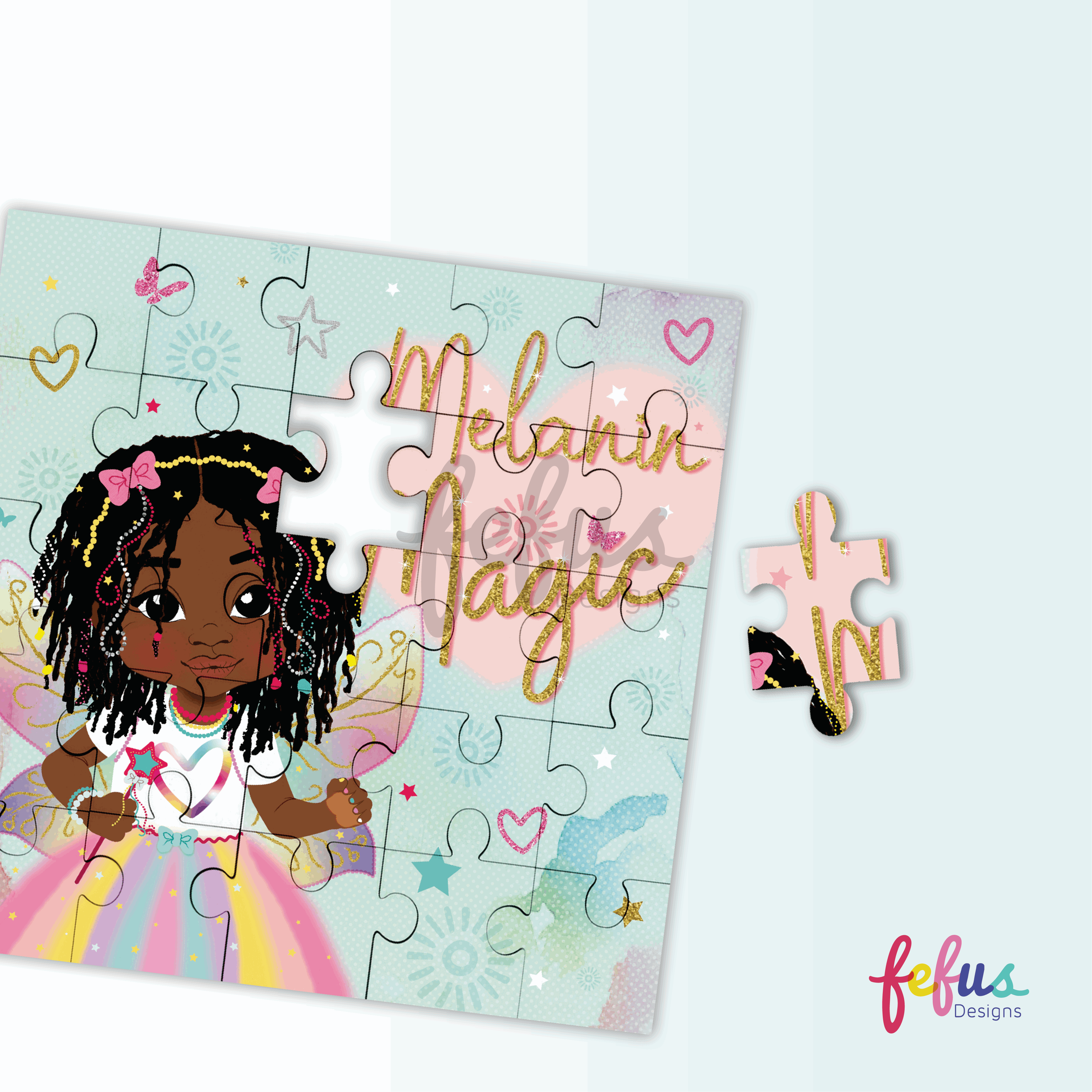 Ariyonna Melanin Girl Magic Jigsaw Square Puzzle - Premium quality wooden Jigsaw Square Puzzle - 25pcs | Fefus Designs