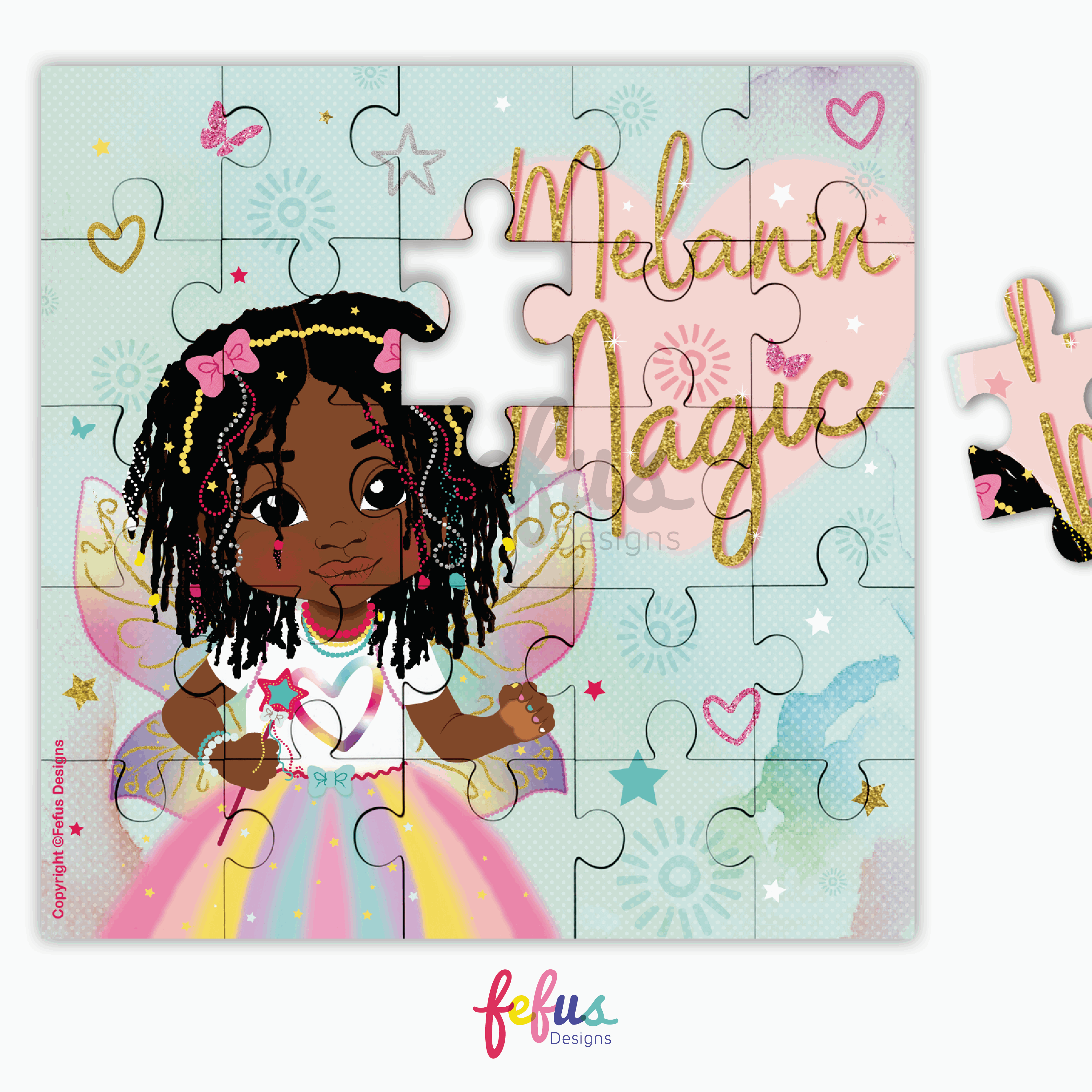 Ariyonna Melanin Girl Magic Jigsaw Square Puzzle - Premium quality wooden Jigsaw Square Puzzle - 25pcs | Fefus Designs