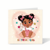 Adorable Blindian (Black & Asian) Baby Girl Birthday Card  | Fefus Designs 72