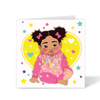 Celebrate Blasian Brilliance with Our Baby Girl Birthday Card | Fefus Designs 77