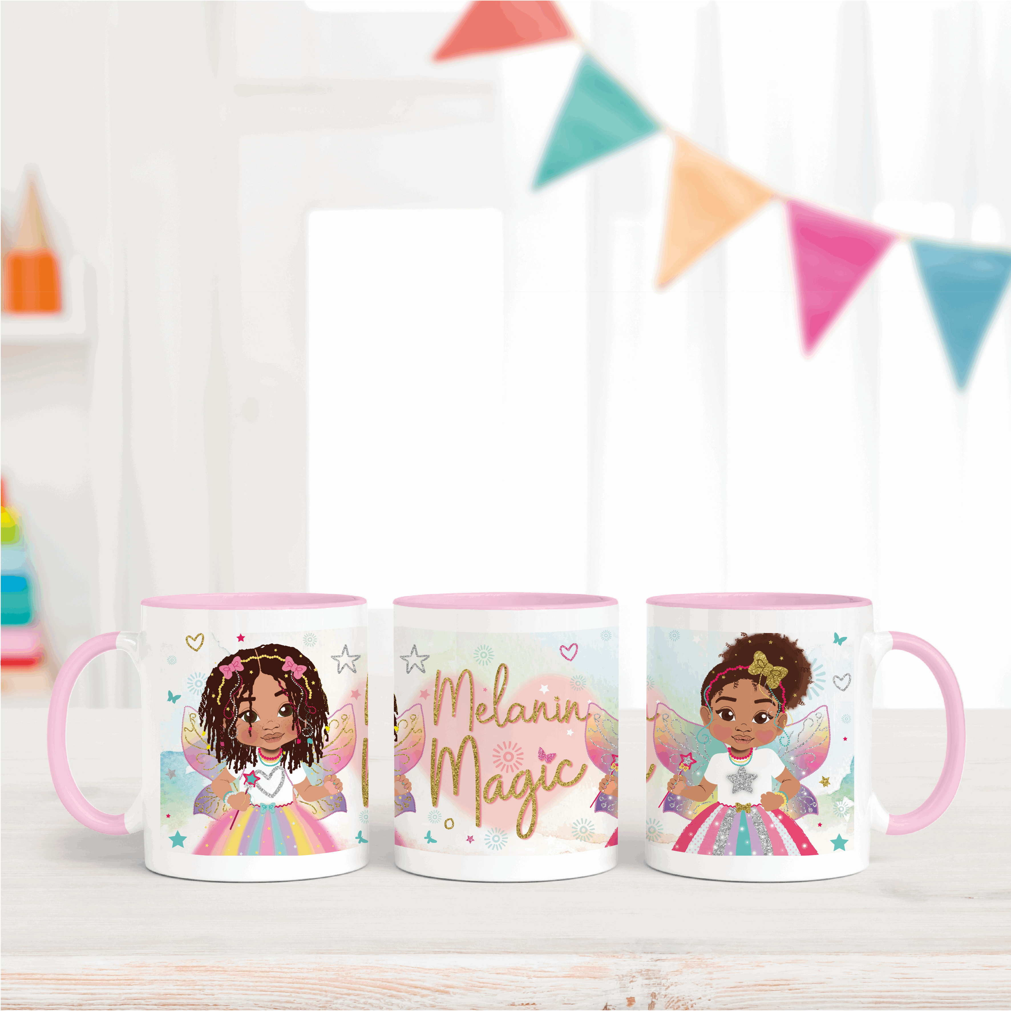 Biracial Fairy Girl Magic Ceramic Mug | Empowering Girls Gift | FEFUS DESIGNS