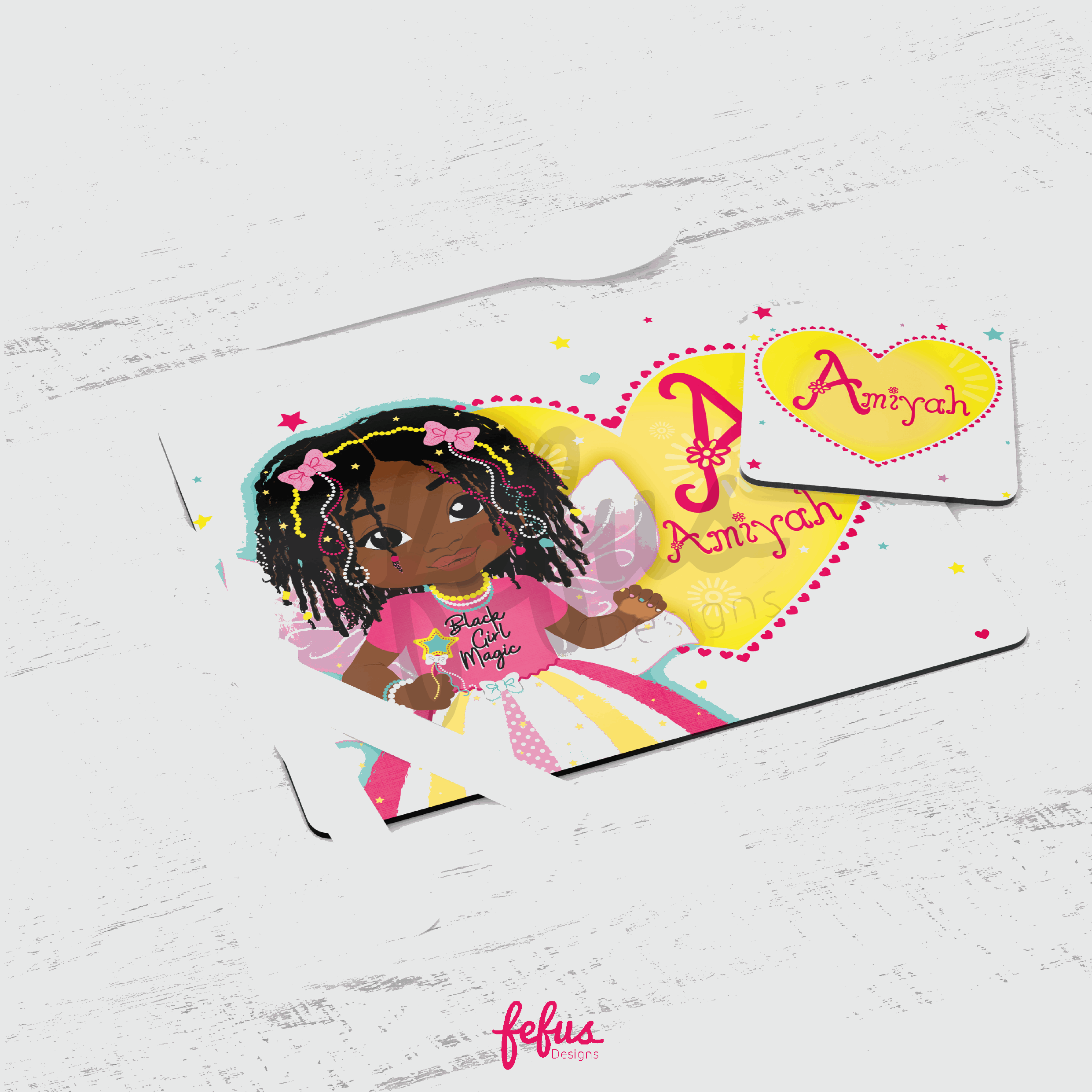 Ariyonna Spark Imagination & Celebrate Culture: Personalised Rasta Fairy Placemat & Coaster Set