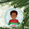 Personalised Brown Boys Christmas Bauble, kids Ceramic Christmas Ornament, Custom Gift, Mixed Race Bauble, Christmas tree ornament.