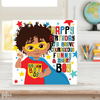 Celebrate your little mixed-race superhero's birthday with this vibrant, handmade card. Featuring a powerful mixed-race boy and inspiring words, it's the perfect gift to uplift and encourage him.  Hand-drawn, printed in the UK, and comes with an envelope.