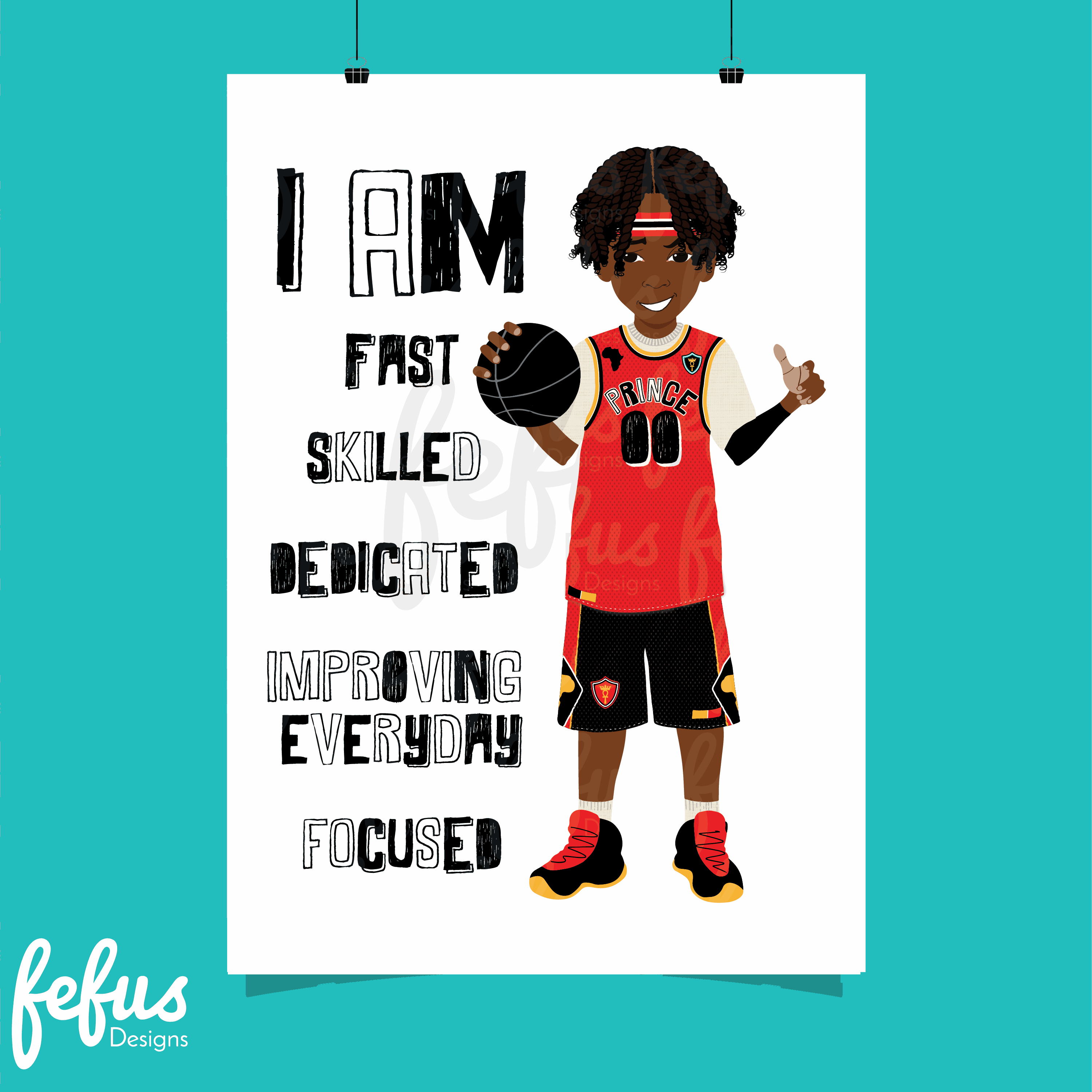 Amir - Boys BasketballI -Affirmation Wall Art | Fefus Designs