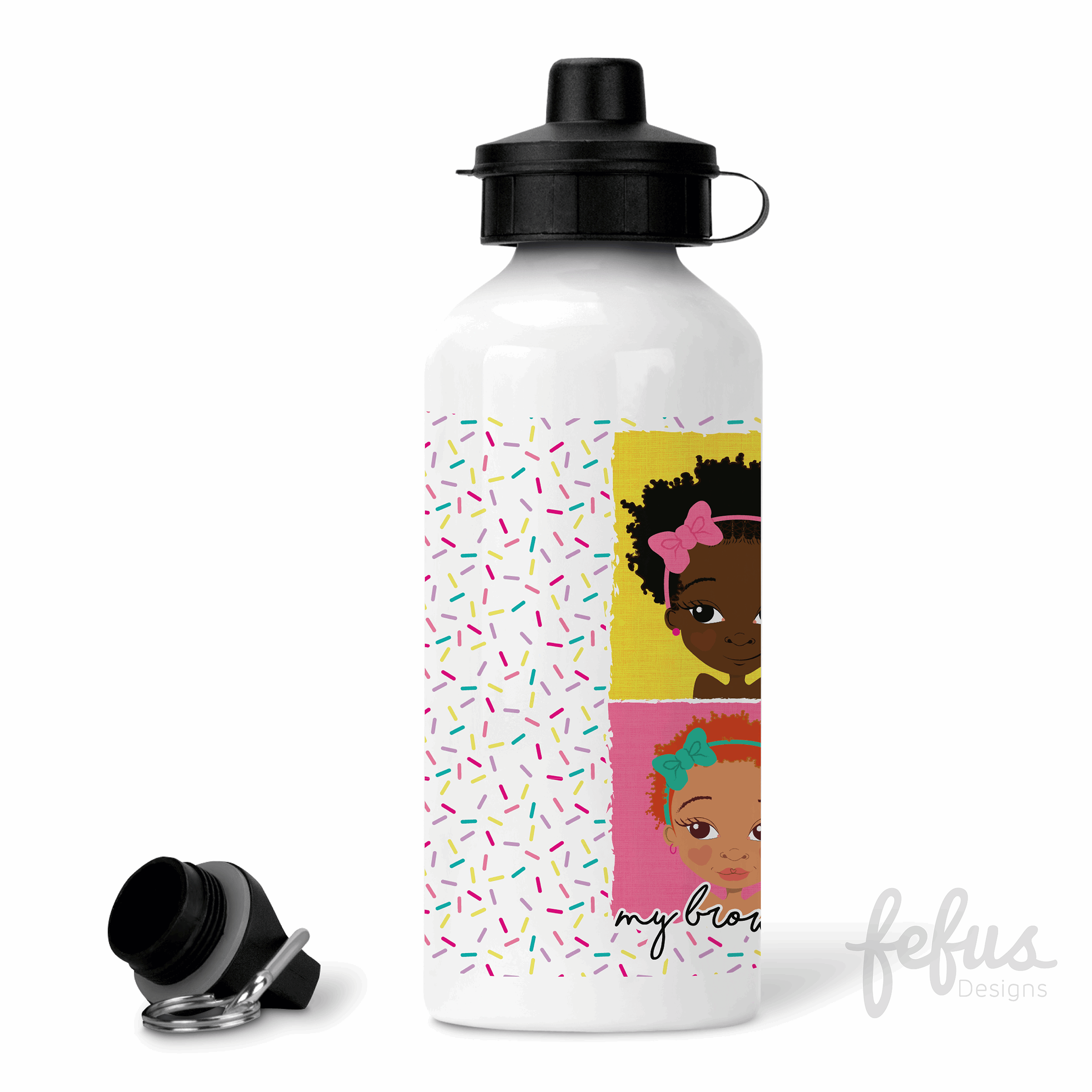 4 Brown Girls Aluminium Water Bottle | Fefus Designs