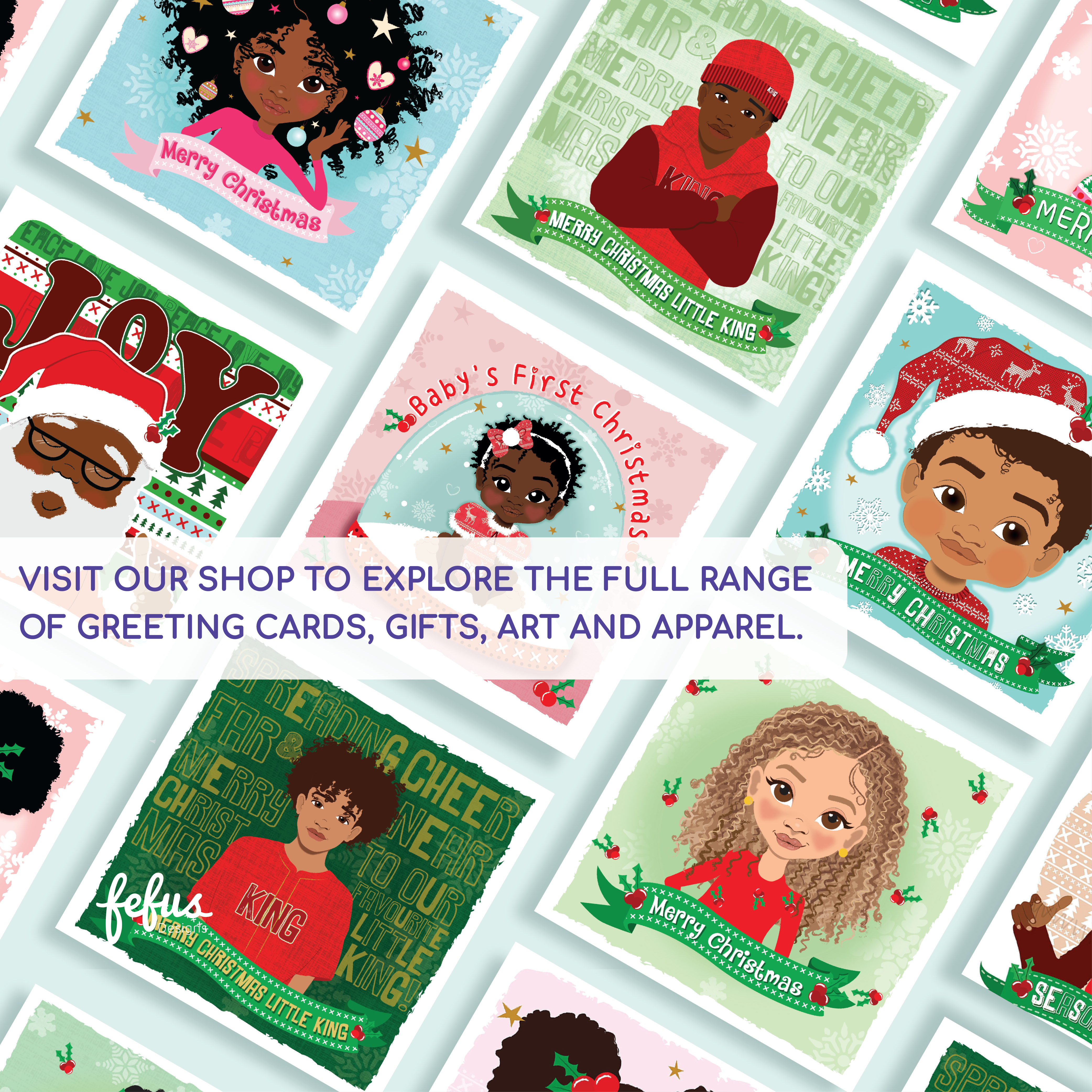 Black Boy Xmas Card | Merry Christmas Little King | Afro Kids Holiday Card