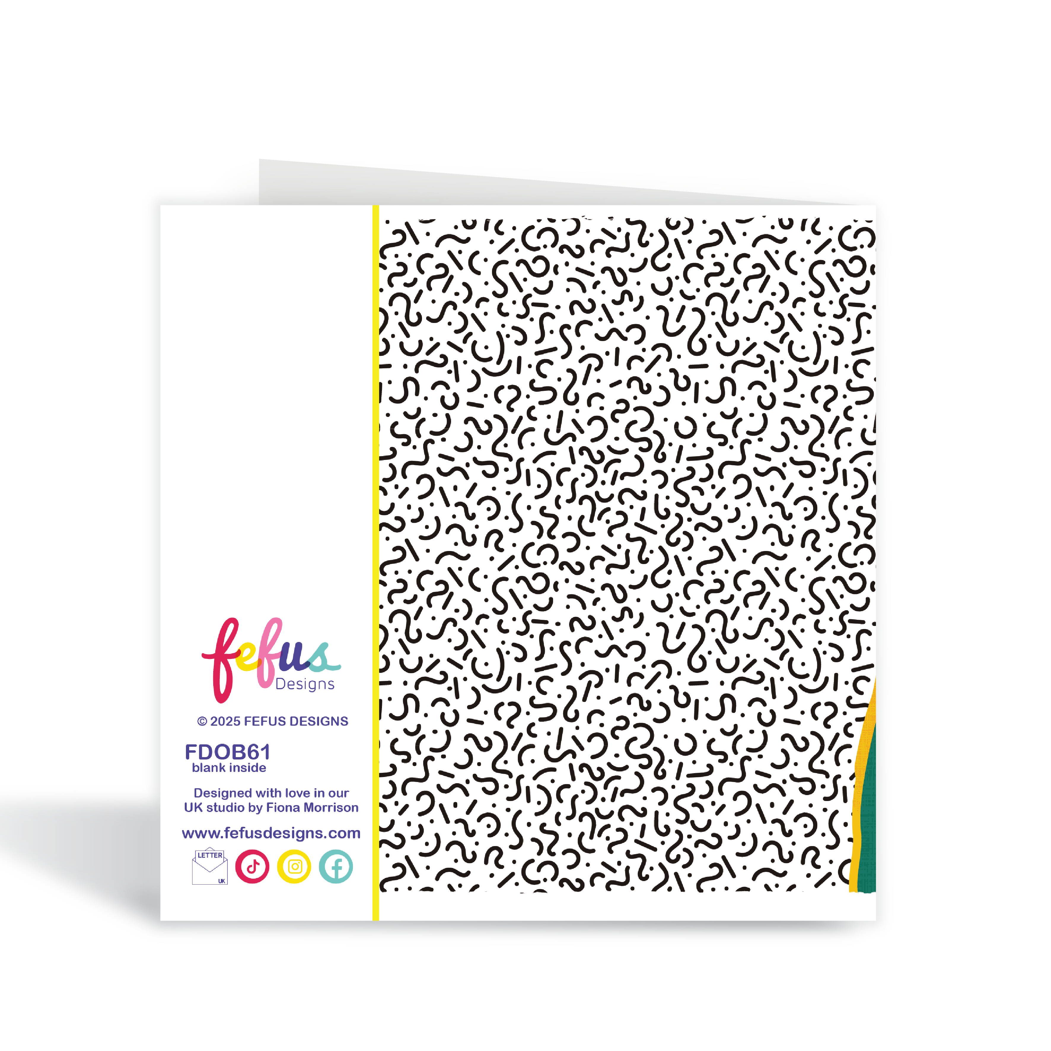 back of greeting card with a black and white pattern on a white background. Square greeting card with envelope – Awesome King Black boy birthday card
