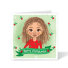 Biracial Girl Christmas Card | Diverse Kids Holiday Card by Fefus Designs