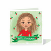 Biracial Girl Christmas Card | Diverse Kids Holiday Card by Fefus Designs