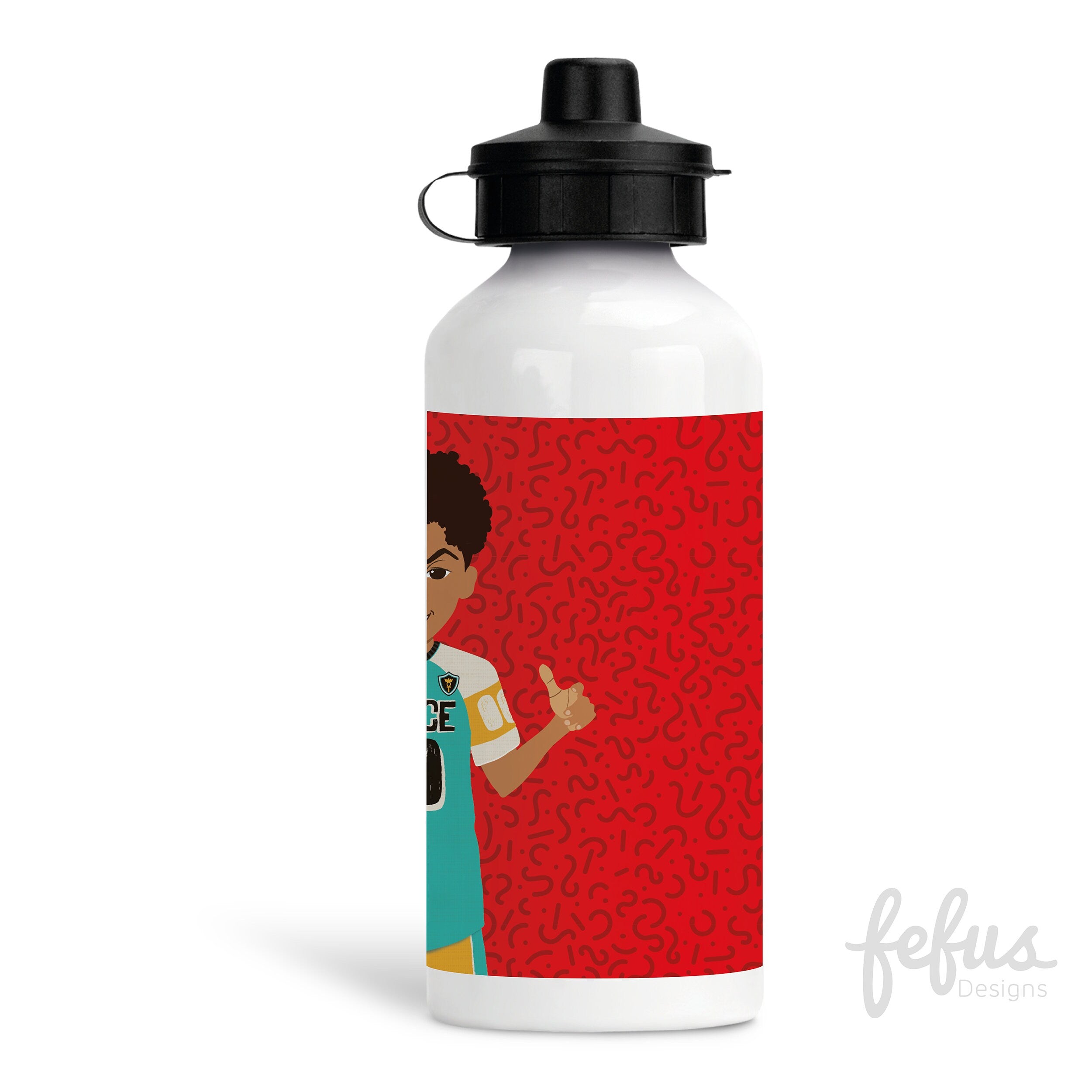 Boys Footballer Aluminium Water Bottle | Gifts for Mixed Race Boys | Back to school drinks bottle | Sports bottle | Birthday | Christmas