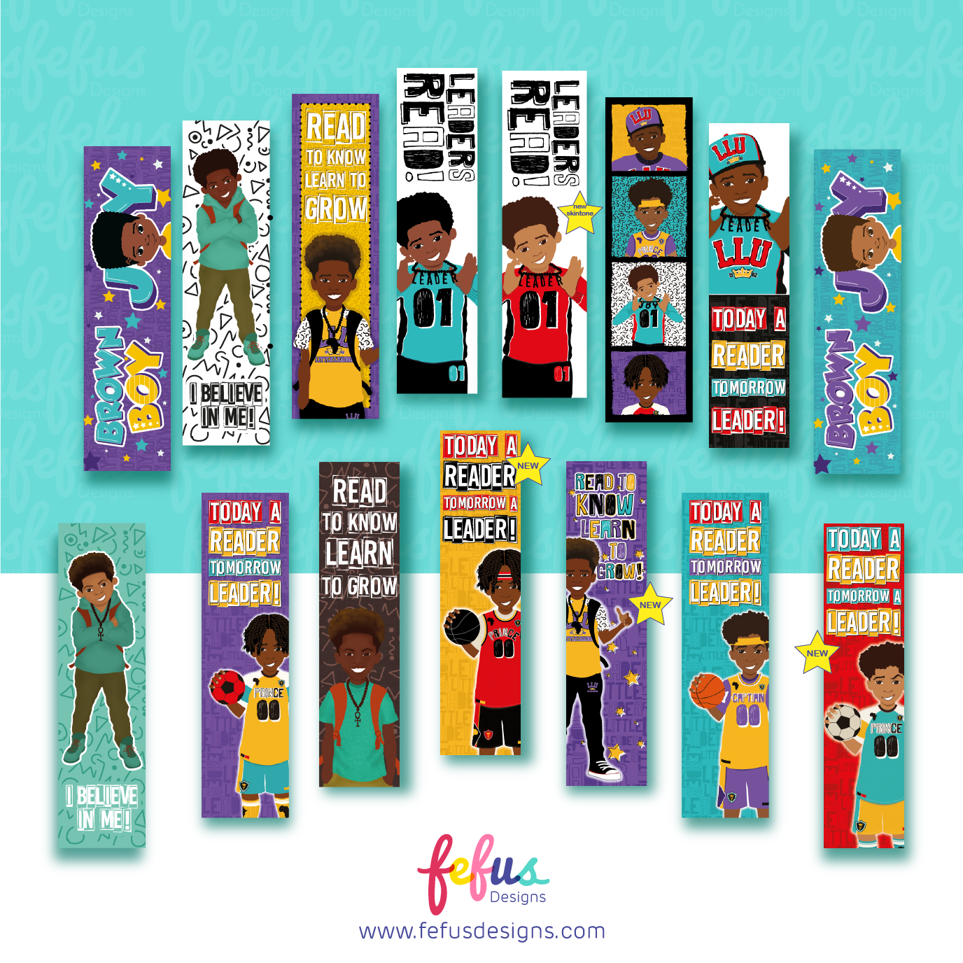 Khaleeq - Basketballer Today A Reader - Black Boys Bookmarks | Fefus designs