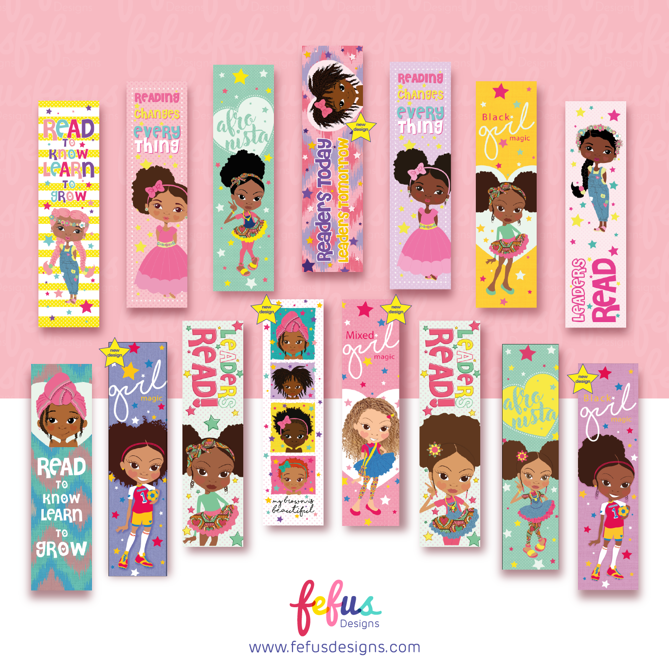 Lela - Football Girl - Black Girls Bookmarks | Fefus designs