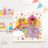 First Birthday - Afro Puff Mixed race Girls Birthday Card | Fefus designs