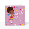 Lela - Football Girl - Black children's Greetings Card | Fefus designs