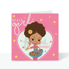 Yasmin - Afronista pink - Mixed Race Greetings Card | Fefus designs