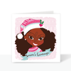 Girls Santa Hat V1 - Black Christmas Card | Fefus designs