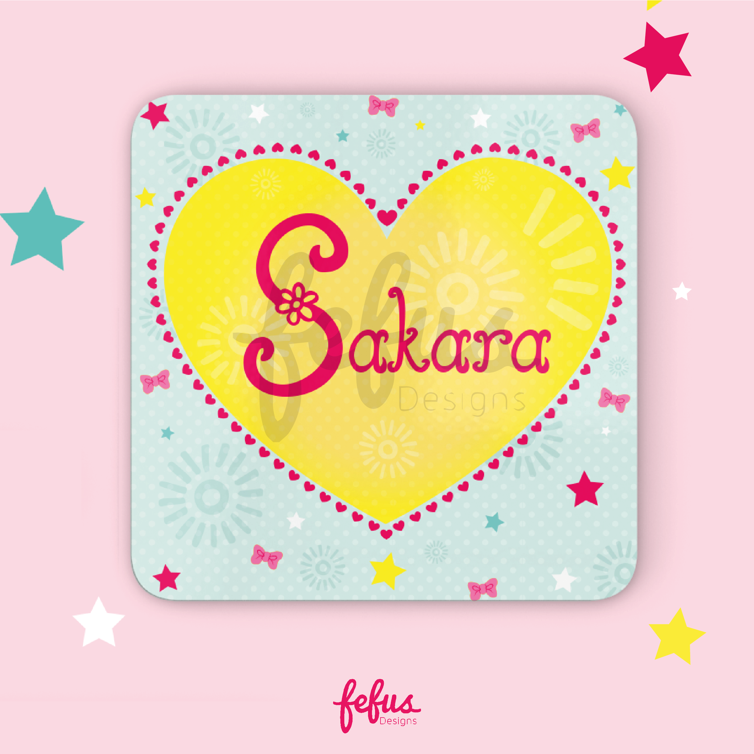 Personalised Black Fairy Girl Placement & Coaster Set