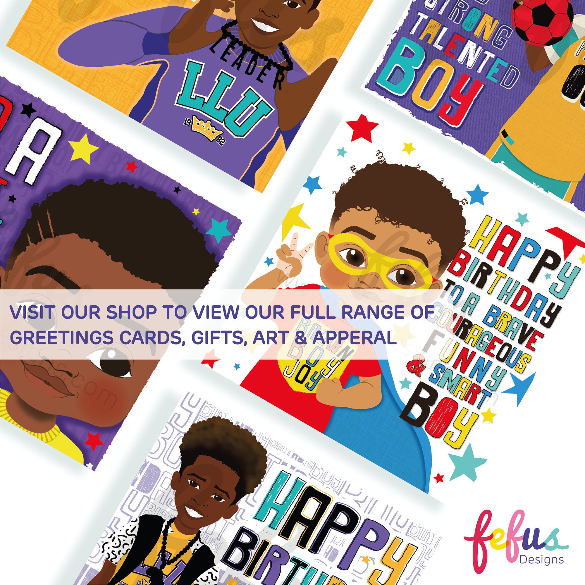1st Birthday Card for Boys | Joyful Black Boy Illustration | The Main Character Collection